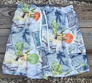 Croft & Barrow Men's 3XL tall Mesh Lined Beach Swim Shorts Trunks w\ Drawstring